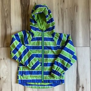 Blue and green LL Bean kids raincoat size 5-6